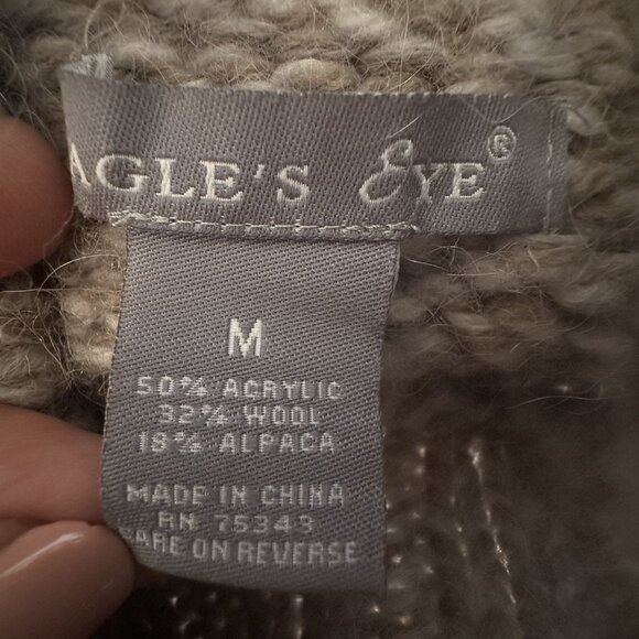 Eagles Eye Womens Knit Mock Turtleneck Sweater M Beige Wool Alpaca Fishermen 90s - Picture 3 of 7